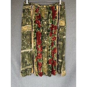 Carole Little Green and Red Floral Maxi Skirt